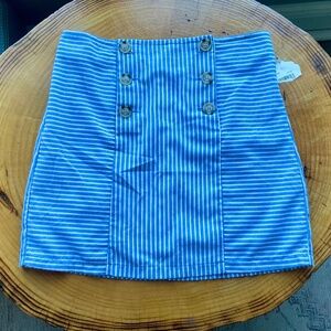 Altar’d State Blue & White Striped Mini Skirt w/ Buttons Medium NWT